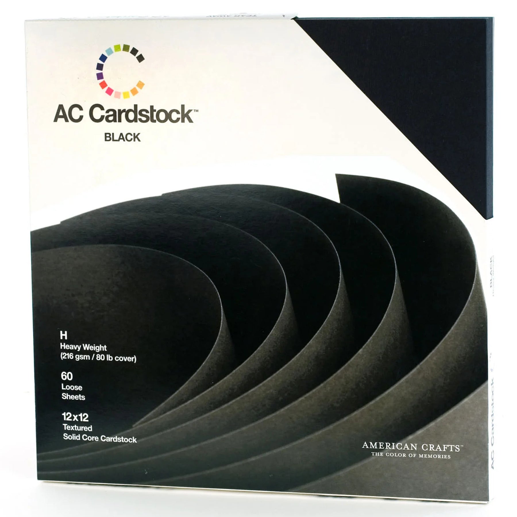 Papier cartonné AC 216 g/m2 - 12'' x 12'' - Noir Str.