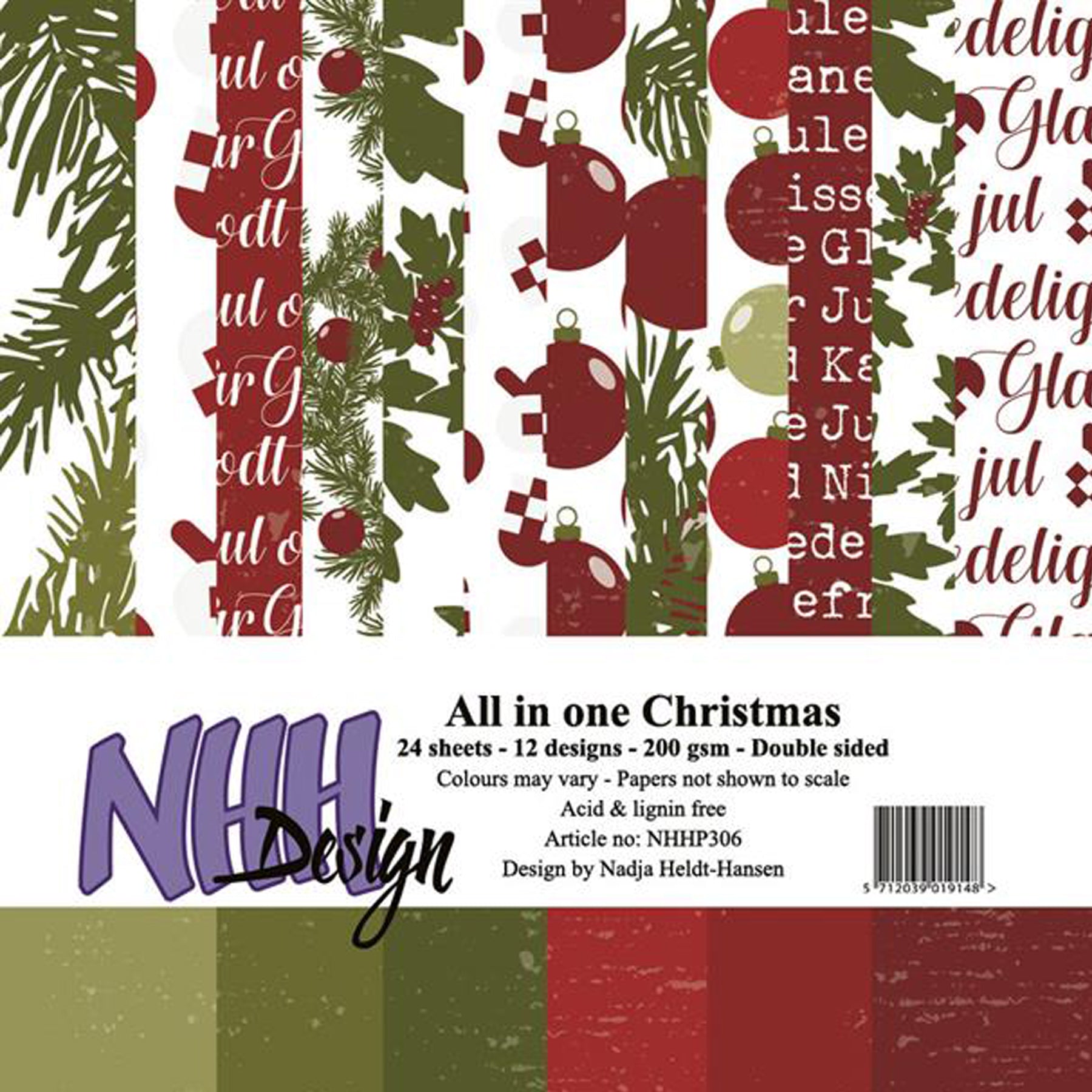 Paper Pad 200 g/m2 - 15 cm x 15 cm - All-in-One Christmas
  
Inhalt:
•	24 Blatt
•	12 Designs
 
Spezifikationen:
•	15 cm x 15 cm
•	200 g/m2
•	beidseitig bedruckt
•	säure- und ligninfrei
 
Dieses Paper Pad ist geeignet für:
•	Karten
•	Boxen
•	3D-Projekte
•	Geschenkboxen & Verpackungen
•	Plotten
•	Scrapbooking
