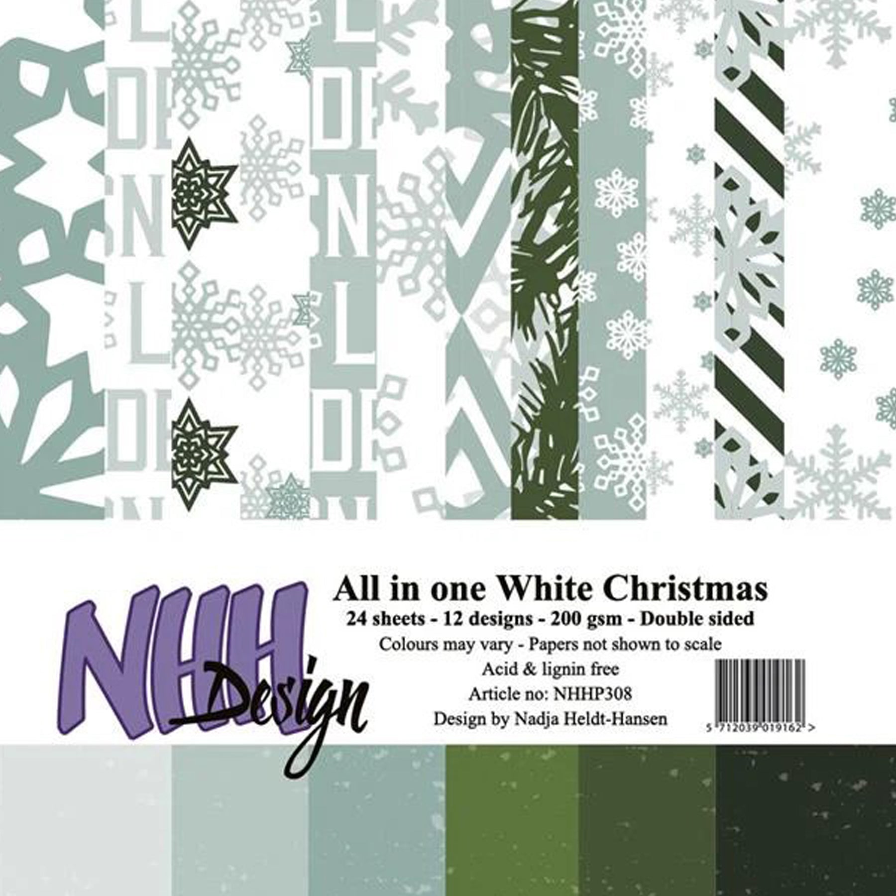 Paper Pad 200 g/m2 - 15 cm x 15 cm - All-in-One White Christmas
  
Inhalt:
•	24 Blatt
•	12 Designs
 
Spezifikationen:
•	15 cm x 15 cm
•	200 g/m2
•	beidseitig bedruckt
•	säure- und ligninfrei
 
Dieses Paper Pad ist geeignet für:
•	Karten
•	Boxen
•	3D-Projekte
•	Geschenkboxen & Verpackungen
•	Plotten
•	Scrapbooking
