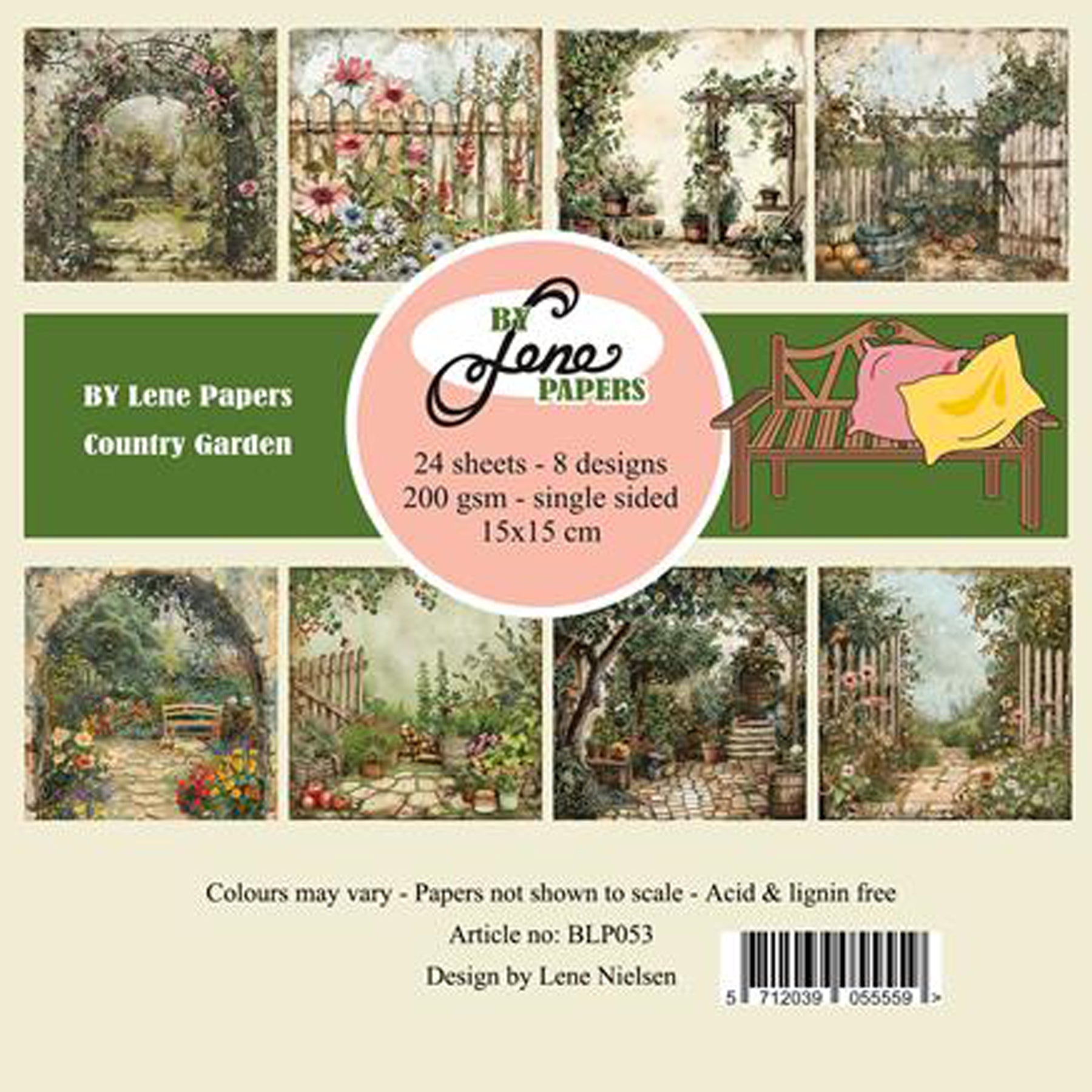 Crealive Paper Pad 200 g/m2 - 15 cm x 15 cm - Country Garden
Inhalt:
•	24 Blatt
•	8 Designs
 
Spezifikationen:
•	15 cm x 15 cm
•	200 g/m2
•	einseitig bedruckt
•	säure- und ligninfrei
 
Dieses Paper Pad ist geeignet für:
•	Karten
•	Boxen
•	3D-Projekte
•	kleine Geschenkboxen & Verpackungen
•	Plotten
•	Scrapbooking
