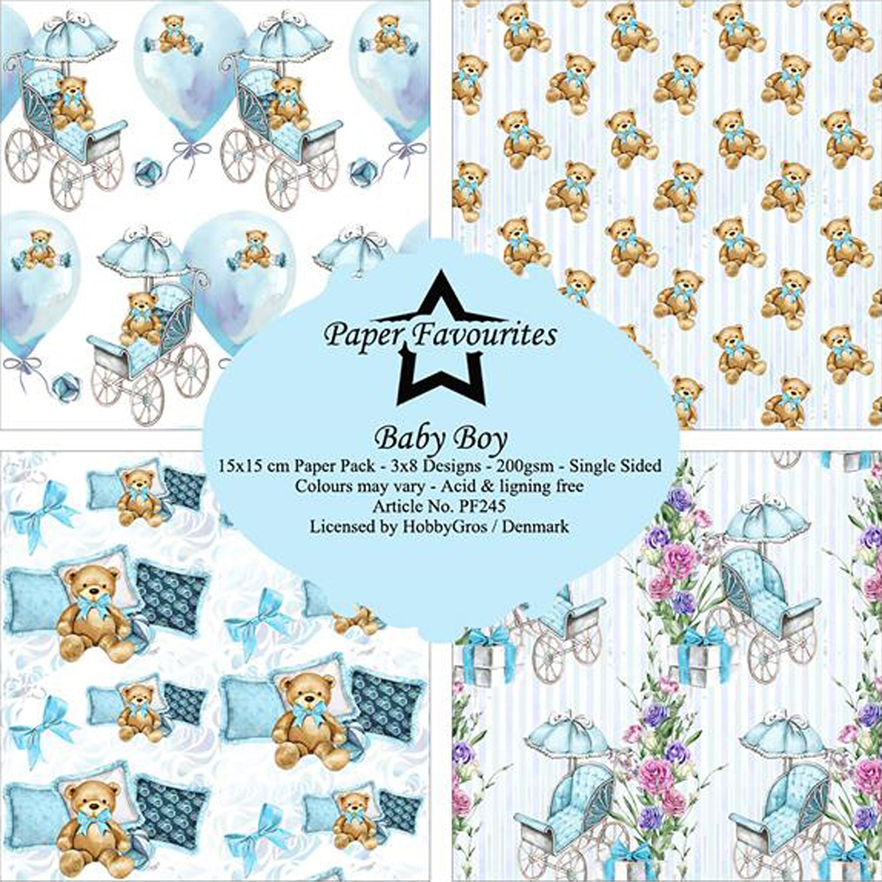 Crealive Paper Pad 200 g/m2 - 12’’ x 12’’ - Baby Boy

Inhalt:
•	8 Blatt
•	8 Designs
 
Spezifikationen:
•	12’’ x 12’’ (30.5 cm x 30.5 cm)
•	200 g/m2
•	einseitig bedruckt
•	säure- und ligninfrei
 
Dieses Paper Pad ist geeignet für:
•	Karten
•	Boxen
•	3D-Projekte
•	Geschenkboxen & Verpackungen
•	Plotten
•	Scrapbooking
•	Basteln mit Kindern
