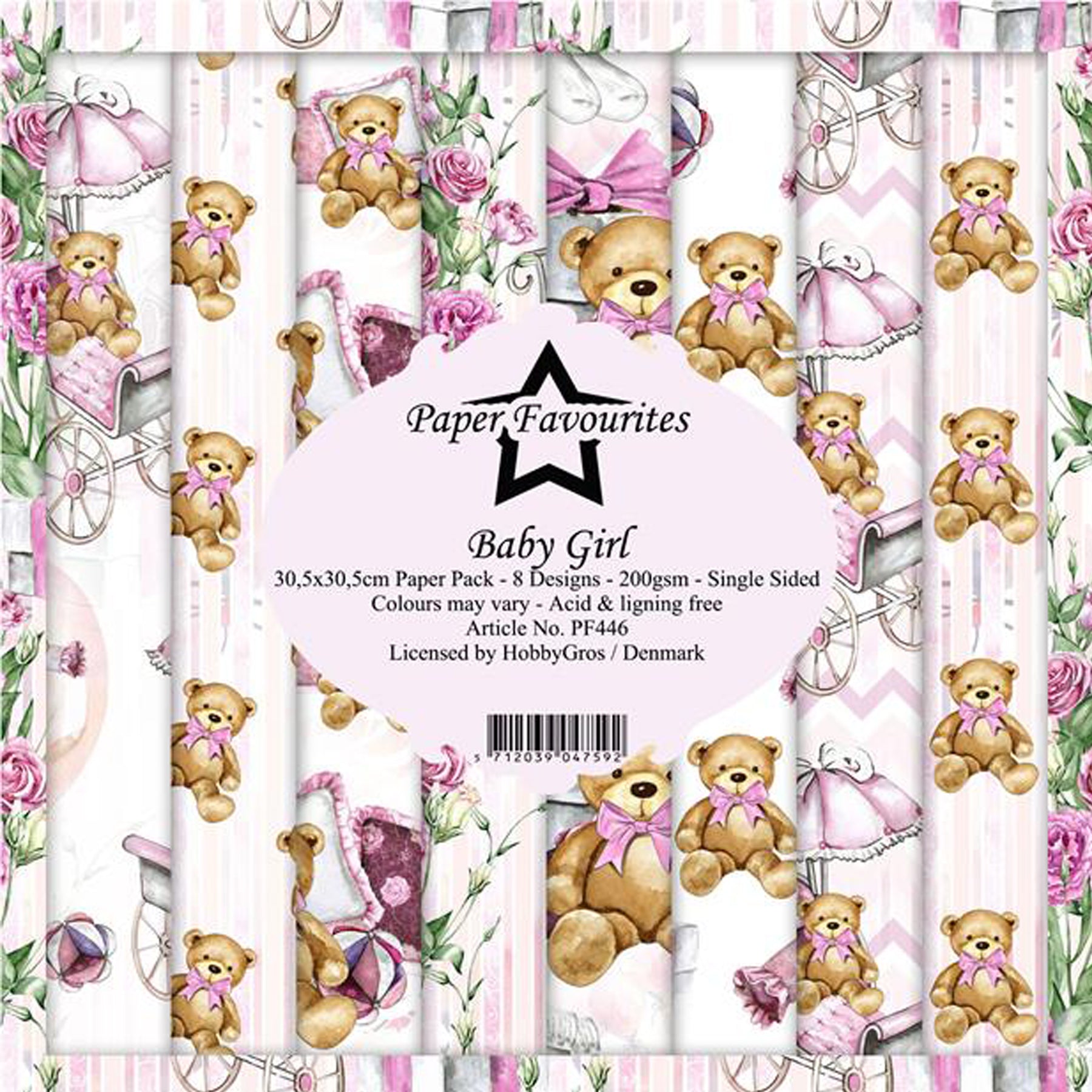 Crealive Paper Pad 200 g/m2 - 12’’ x 12’’ - Baby Girl

Inhalt:
•	8 Blatt
•	8 Designs
 
Spezifikationen:
•	12’’ x 12’’ (30.5 cm x 30.5 cm)
•	200 g/m2
•	einseitig bedruckt
•	säure- und ligninfrei
 
Dieses Paper Pad ist geeignet für:
•	Karten
•	Boxen
•	3D-Projekte
•	Geschenkboxen & Verpackungen
•	Plotten
•	Scrapbooking
•	Basteln mit Kindern
