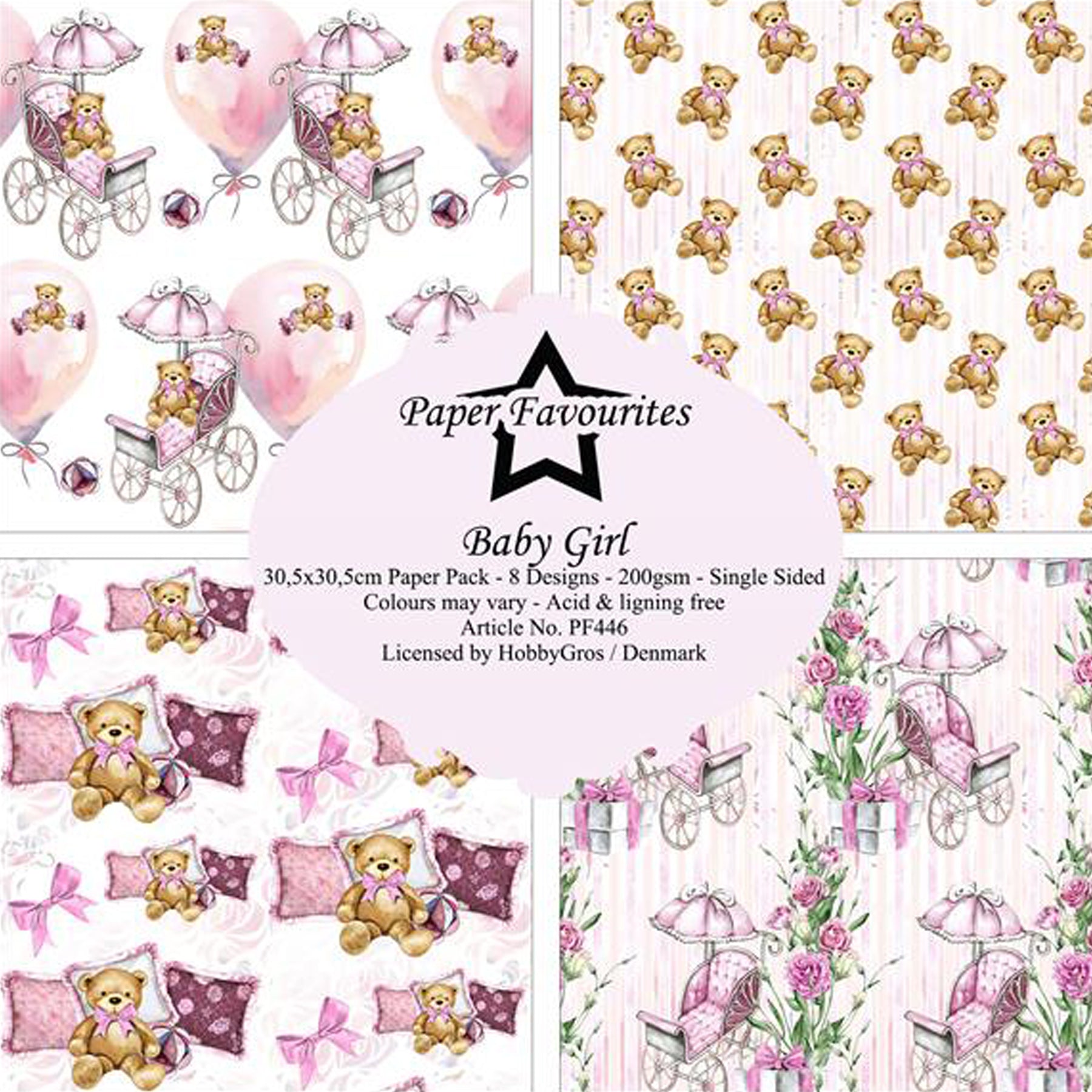 Crealive Paper Pad 200 g/m2 - 12’’ x 12’’ - Baby Girl

Inhalt:
•	8 Blatt
•	8 Designs
 
Spezifikationen:
•	12’’ x 12’’ (30.5 cm x 30.5 cm)
•	200 g/m2
•	einseitig bedruckt
•	säure- und ligninfrei
 
Dieses Paper Pad ist geeignet für:
•	Karten
•	Boxen
•	3D-Projekte
•	Geschenkboxen & Verpackungen
•	Plotten
•	Scrapbooking
•	Basteln mit Kindern
