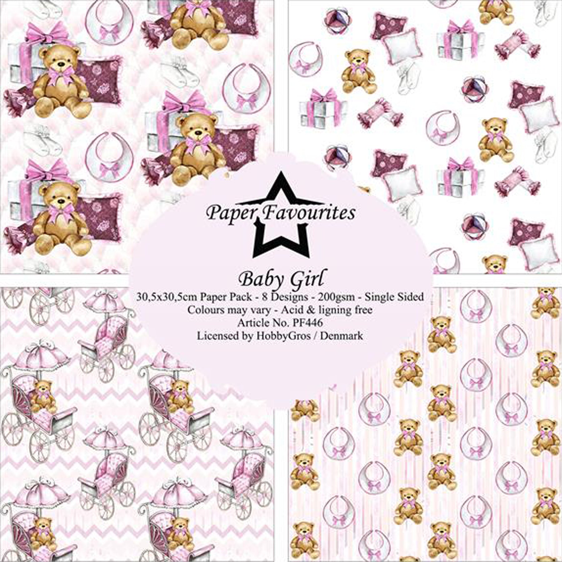 Crealive Paper Pad 200 g/m2 - 12’’ x 12’’ - Baby Girl

Inhalt:
•	8 Blatt
•	8 Designs
 
Spezifikationen:
•	12’’ x 12’’ (30.5 cm x 30.5 cm)
•	200 g/m2
•	einseitig bedruckt
•	säure- und ligninfrei
 
Dieses Paper Pad ist geeignet für:
•	Karten
•	Boxen
•	3D-Projekte
•	Geschenkboxen & Verpackungen
•	Plotten
•	Scrapbooking
•	Basteln mit Kindern
