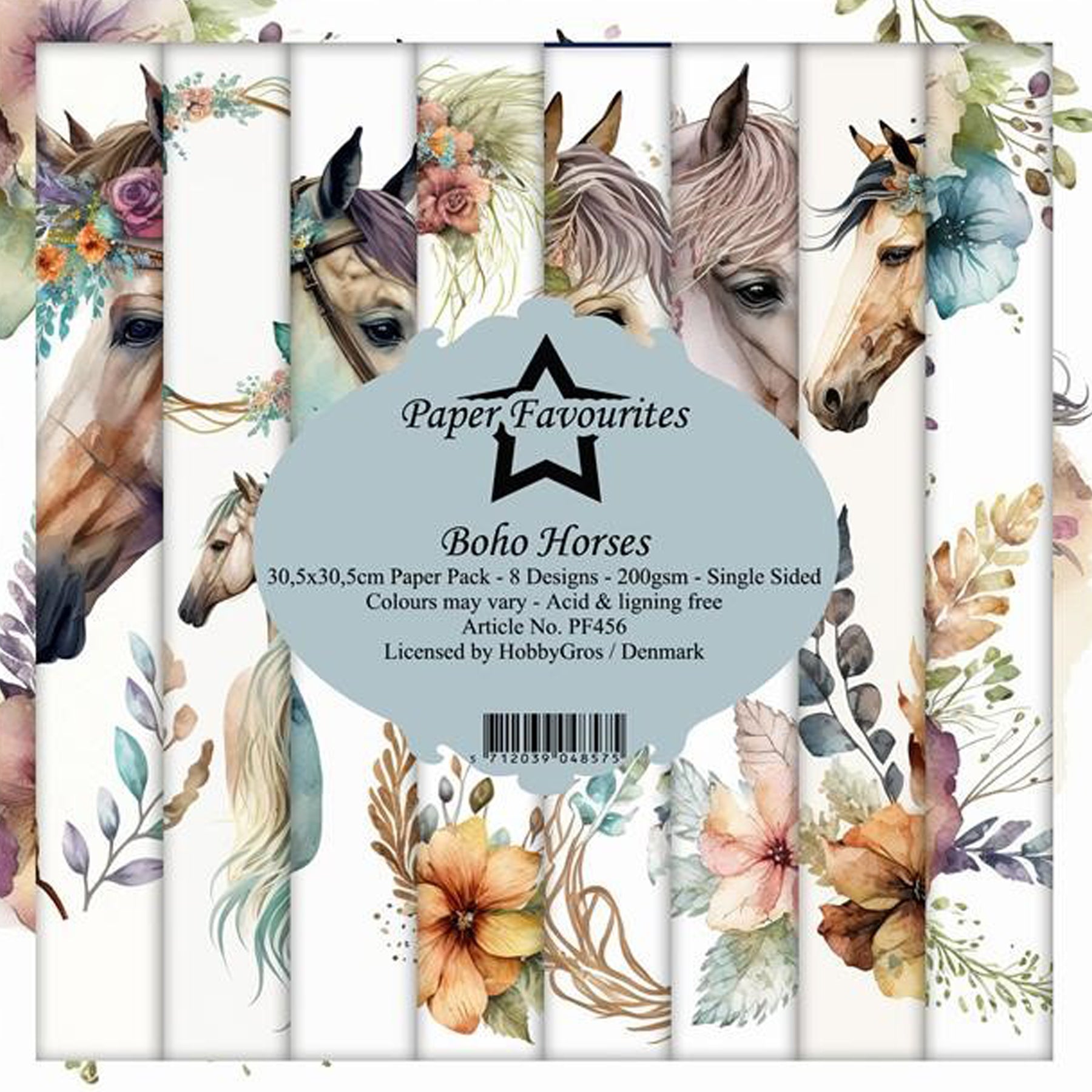 Crealive Paper Pad 200 g/m2 - 12’’ x 12’’ - Boho Horses

Inhalt:
•	8 Blatt
•	8 Designs
 
Spezifikationen:
•	12’’ x 12’’ (30.5 cm x 30.5 cm)
•	200 g/m2
•	einseitig bedruckt
•	säure- und ligninfrei
 
Dieses Paper Pad ist geeignet für:
•	Karten
•	Boxen
•	3D-Projekte
•	Geschenkboxen & Verpackungen
•	Plotten
•	Scrapbooking
•	Basteln mit Kindern
