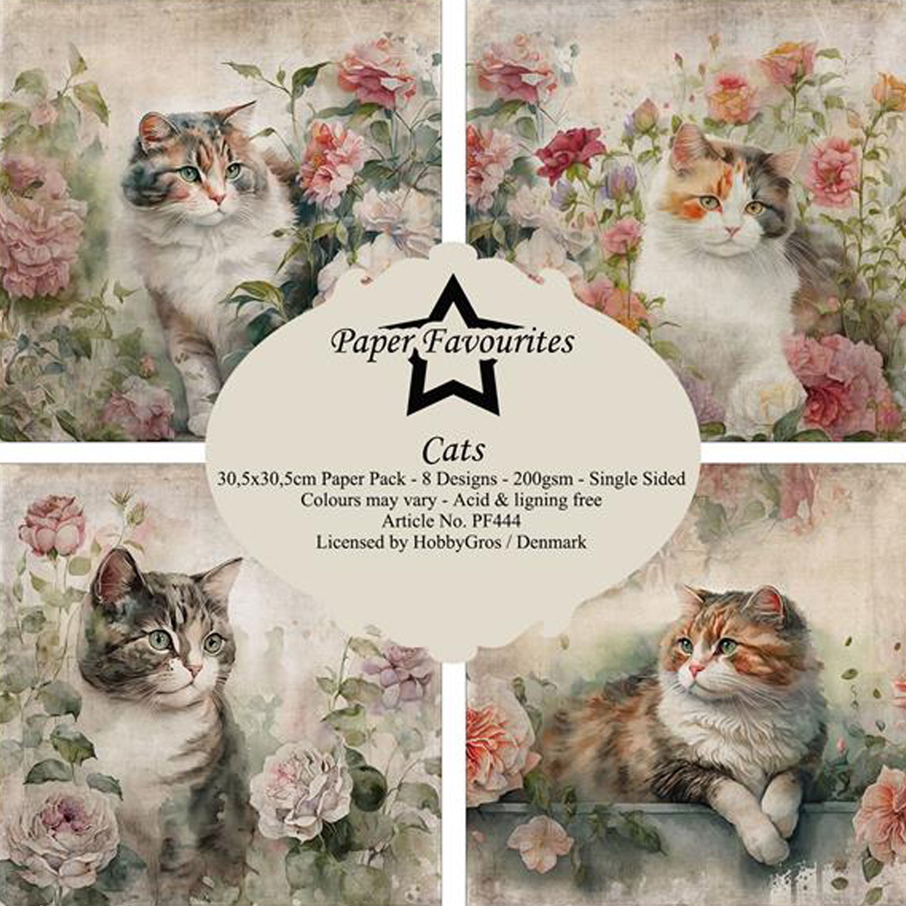 Crealive Paper Pad 200 g/m2 - 12’’ x 12’’ - Cats

Inhalt:
•	8 Blatt
•	8 Designs
 
Spezifikationen:
•	12’’ x 12’’ (30.5 cm x 30.5 cm)
•	200 g/m2
•	einseitig bedruckt
•	säure- und ligninfrei
 
Dieses Paper Pad ist geeignet für:
•	Karten
•	Boxen
•	3D-Projekte
•	Geschenkboxen & Verpackungen
•	Plotten
•	Scrapbooking
•	Basteln mit Kindern
