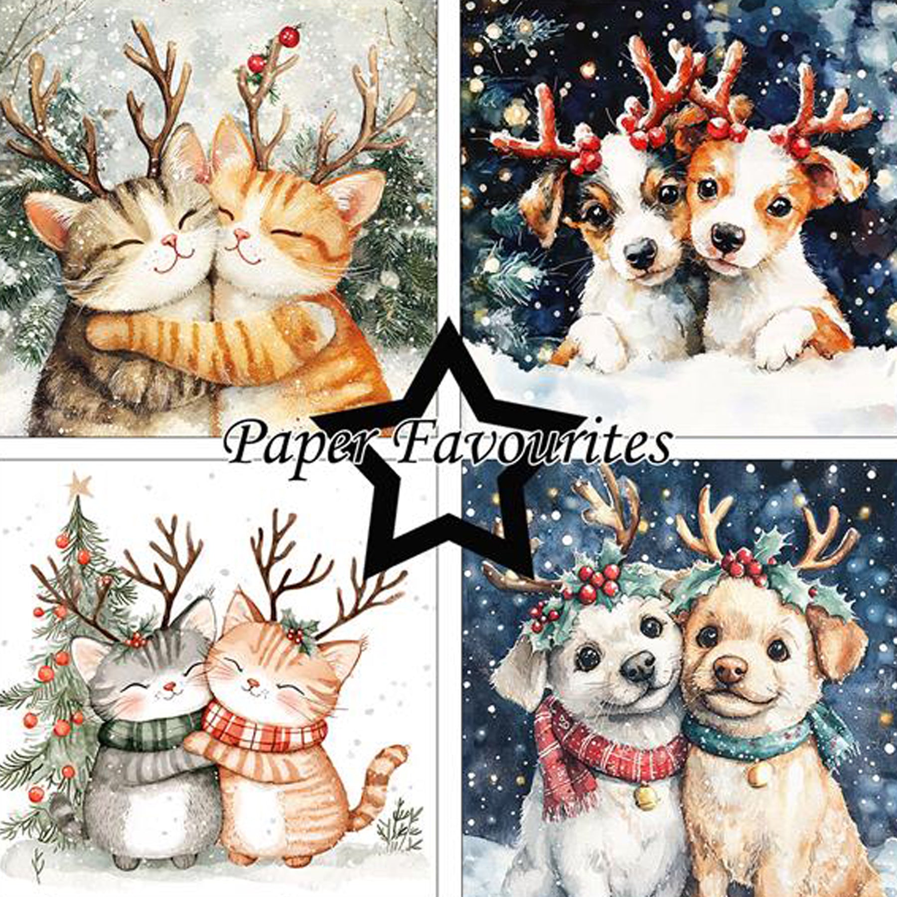 Crealive Paper Pad 200 g/m2 - 12’’ x 12’’ - Christmas Cats & Dogs
Inhalt:
•	8 Blatt
•	8 Designs
 
Spezifikationen:
•	12’’ x 12’’ (30.5 cm x 30.5 cm)
•	200 g/m2
•	einseitig bedruckt
•	säure- und ligninfrei
 
Dieses Paper Pad ist geeignet für:
•	Karten
•	Boxen
•	3D-Projekte
•	Geschenkboxen & Verpackungen
•	Plotten
•	Scrapbooking
•	Basteln mit Kindern
