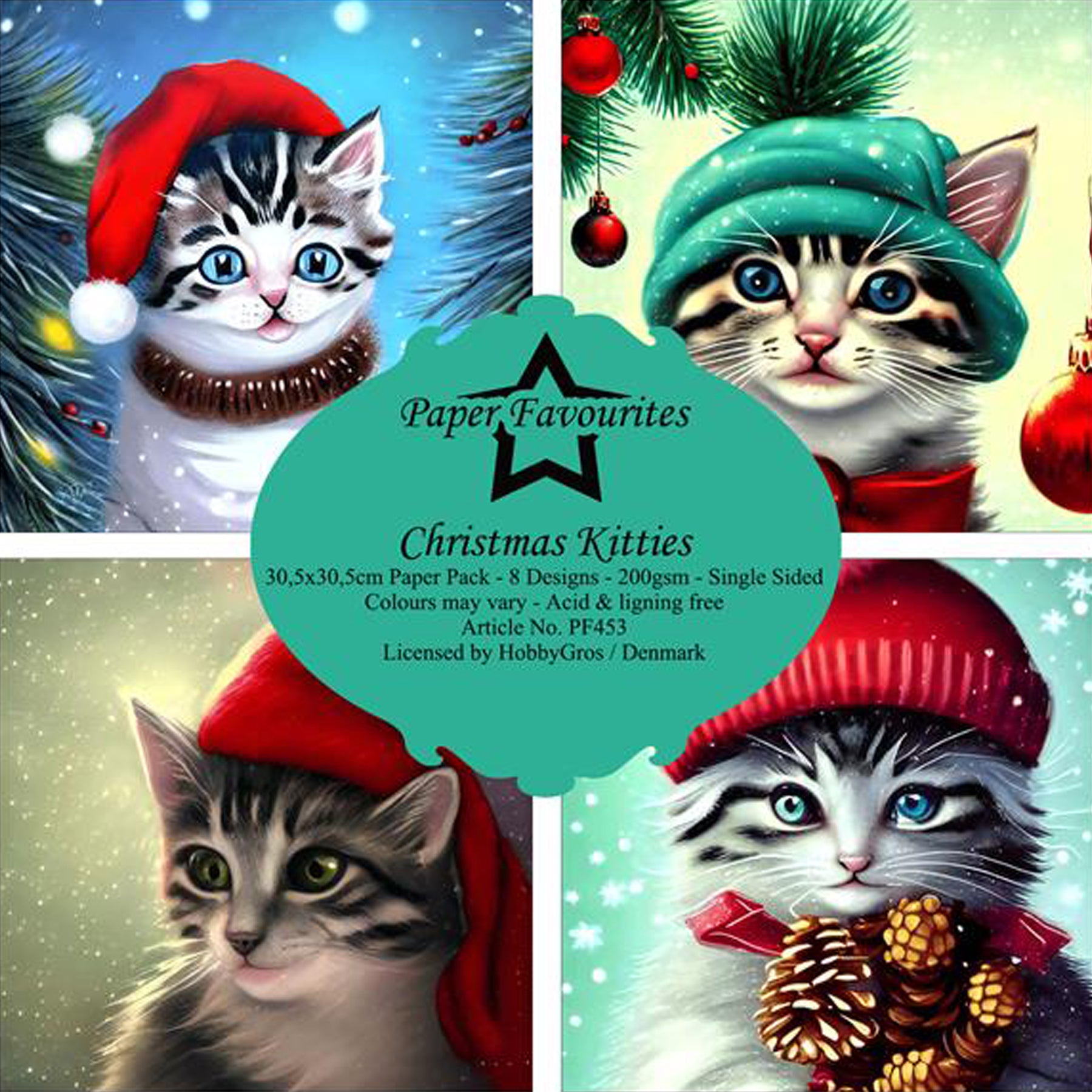 Crealive Paper Pad 200 g/m2 - 12’’ x 12’’ - Christmas Kitties

Inhalt:
•	8 Blatt
•	8 Designs
 
Spezifikationen:
•	12’’ x 12’’ (30.5 cm x 30.5 cm)
•	200 g/m2
•	einseitig bedruckt
•	säure- und ligninfrei
 
Dieses Paper Pad ist geeignet für:
•	Karten
•	Boxen
•	3D-Projekte
•	Geschenkboxen & Verpackungen
•	Plotten
•	Scrapbooking
•	Basteln mit Kindern
