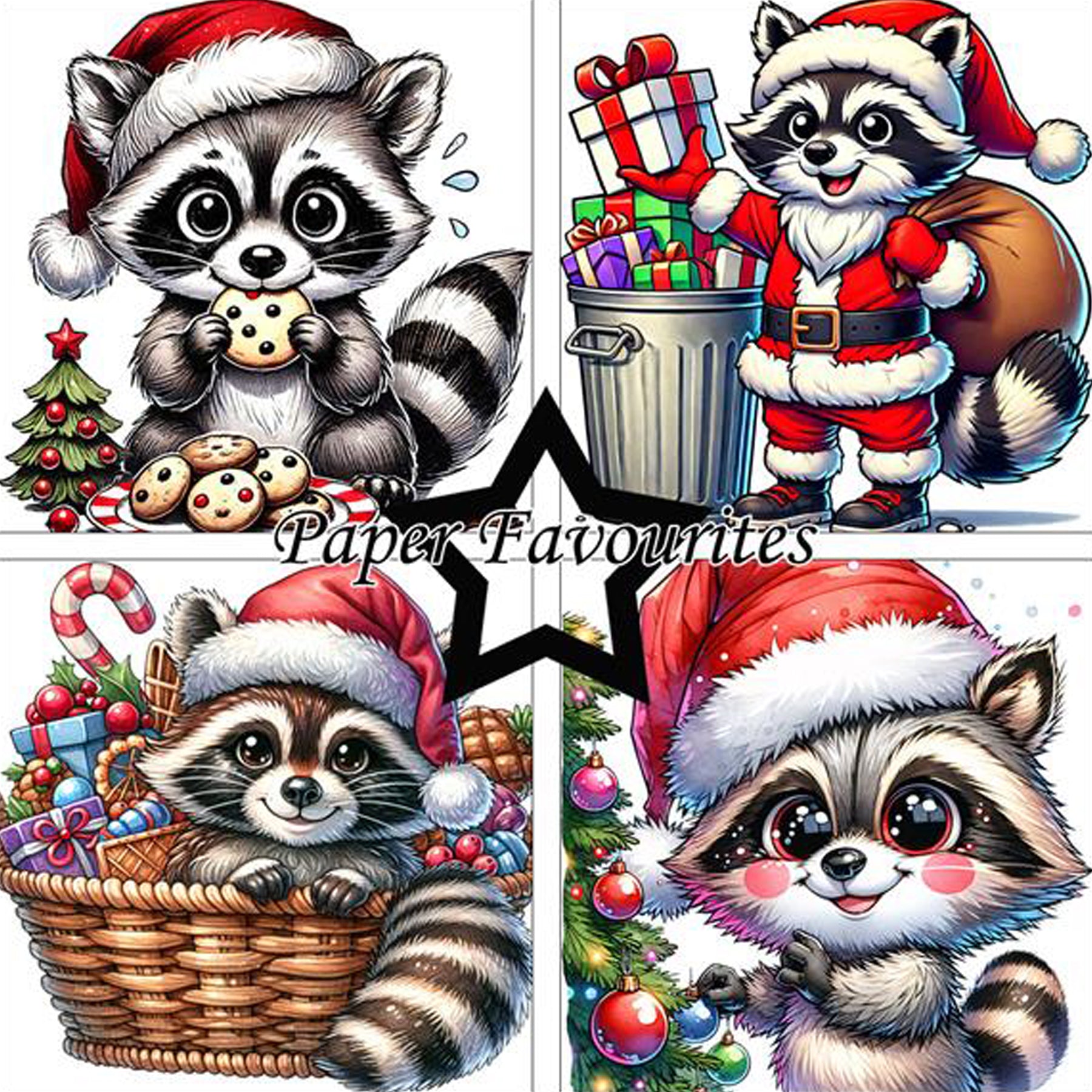 Crealive Paper Pad 200 g/m2 - 12’’ x 12’’ - Christmas Raccoons

Inhalt:
•	8 Blatt
•	8 Designs
 
Spezifikationen:
•	12’’ x 12’’ (30.5 cm x 30.5 cm)
•	200 g/m2
•	einseitig bedruckt
•	säure- und ligninfrei
 
Dieses Paper Pad ist geeignet für:
•	Karten
•	Boxen
•	3D-Projekte
•	Geschenkboxen & Verpackungen
•	Plotten
•	Scrapbooking
•	Basteln mit Kindern
