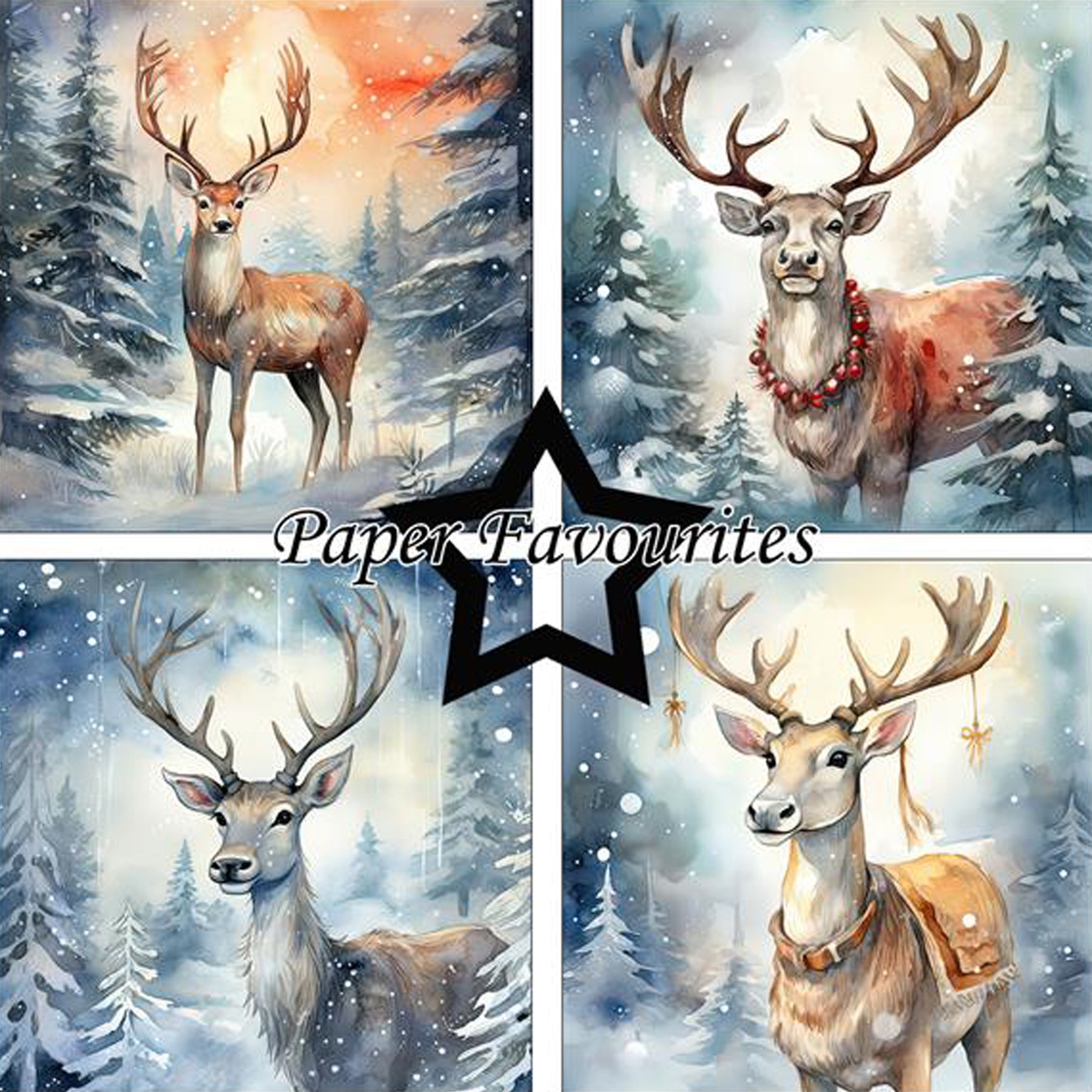 Crealive Paper Pad 200 g/m2 - 12’’ x 12’’ - Christmas Stag
Inhalt:
•	8 Blatt
•	8 Designs
 
Spezifikationen:
•	12’’ x 12’’ (30.5 cm x 30.5 cm)
•	200 g/m2
•	einseitig bedruckt
•	säure- und ligninfrei
 
Dieses Paper Pad ist geeignet für:
•	Karten
•	Boxen
•	3D-Projekte
•	Geschenkboxen & Verpackungen
•	Plotten
•	Scrapbooking
•	Basteln mit Kindern
