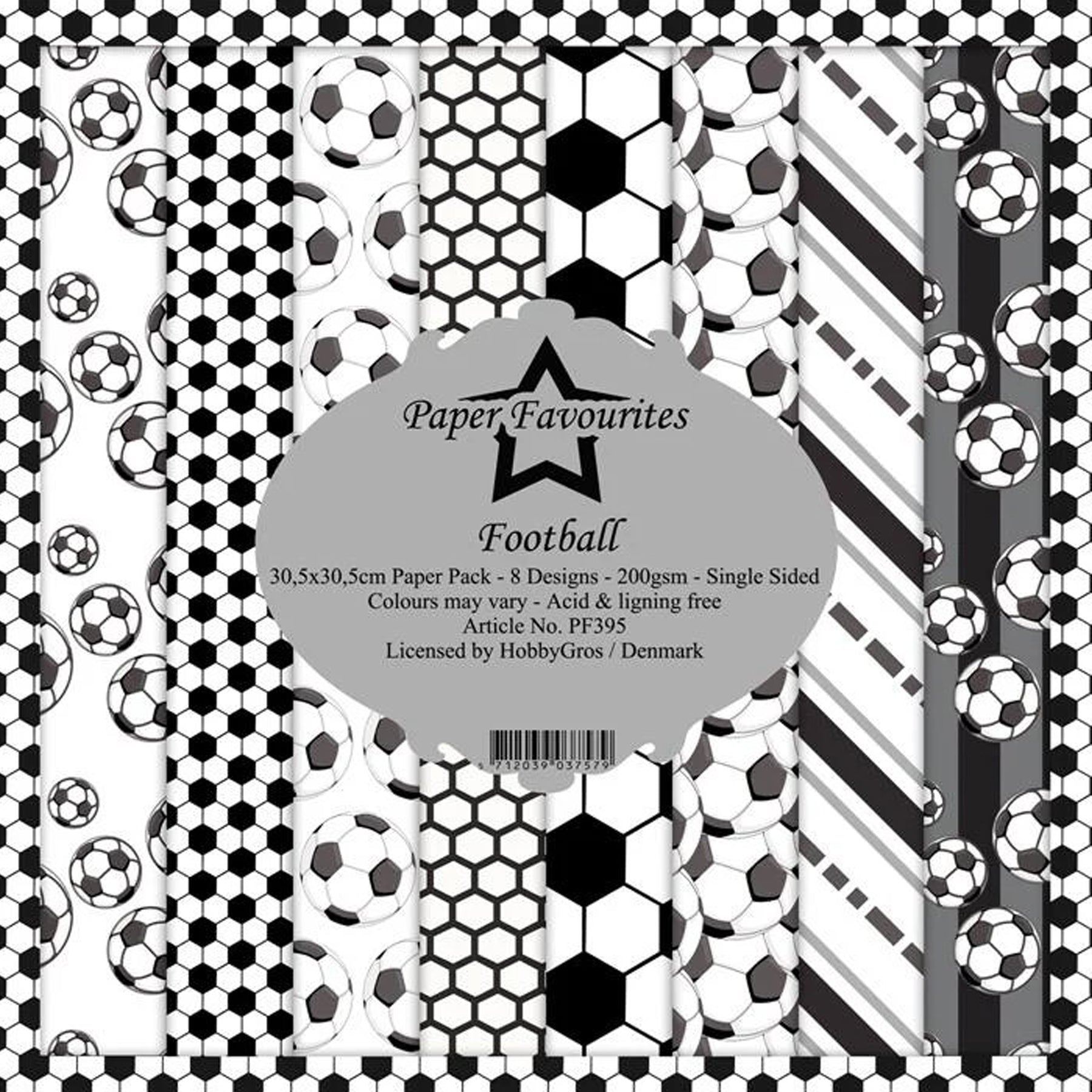 Crealive Paper Pad 200 g/m2 - 12’’ x 12’’ - Football  Inhalt:  8 Blatt 8 Designs    Spezifikationen:  12’’ x 12’’ (30.5 cm x 30.5 cm) 200 g/m2 einseitig bedruckt säure- und ligninfrei    Dieses Paper Pad ist geeignet für:  Karten Boxen 3D-Projekte Geschenkboxen & Verpackungen Plotten Scrapbooking