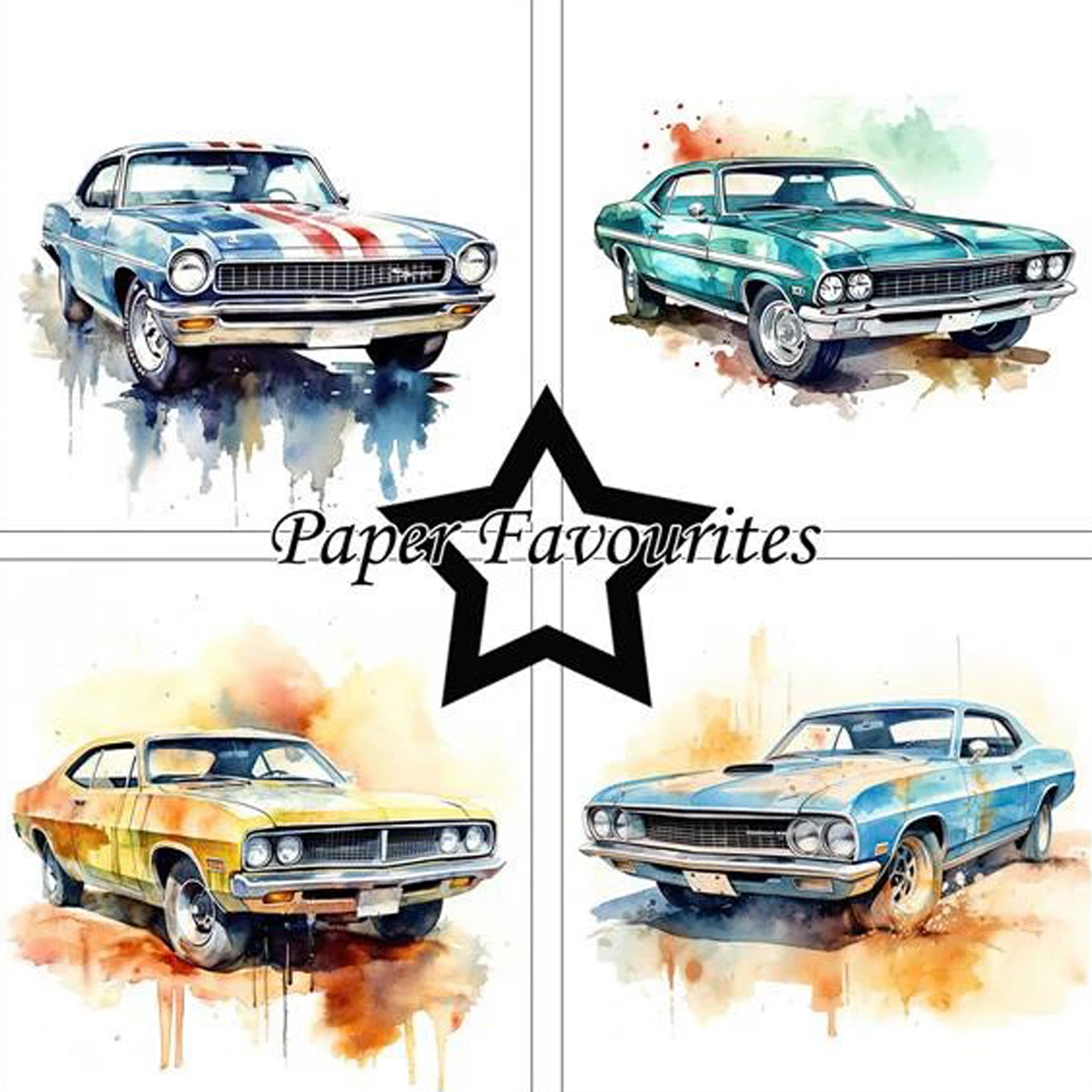 Crealive Paper Pad 200 g/m2 - 12’’ x 12’’ – Muscle Cars

Inhalt:
•	8 Blatt
•	8 Designs
 
Spezifikationen:
•	12’’ x 12’’ (30.5 cm x 30.5 cm)
•	200 g/m2
•	einseitig bedruckt
•	säure- und ligninfrei
 
Dieses Paper Pad ist geeignet für:
•	Karten
•	Boxen
•	3D-Projekte
•	Geschenkboxen & Verpackungen
•	Plotten
•	Scrapbooking
•	Basteln mit Kindern
