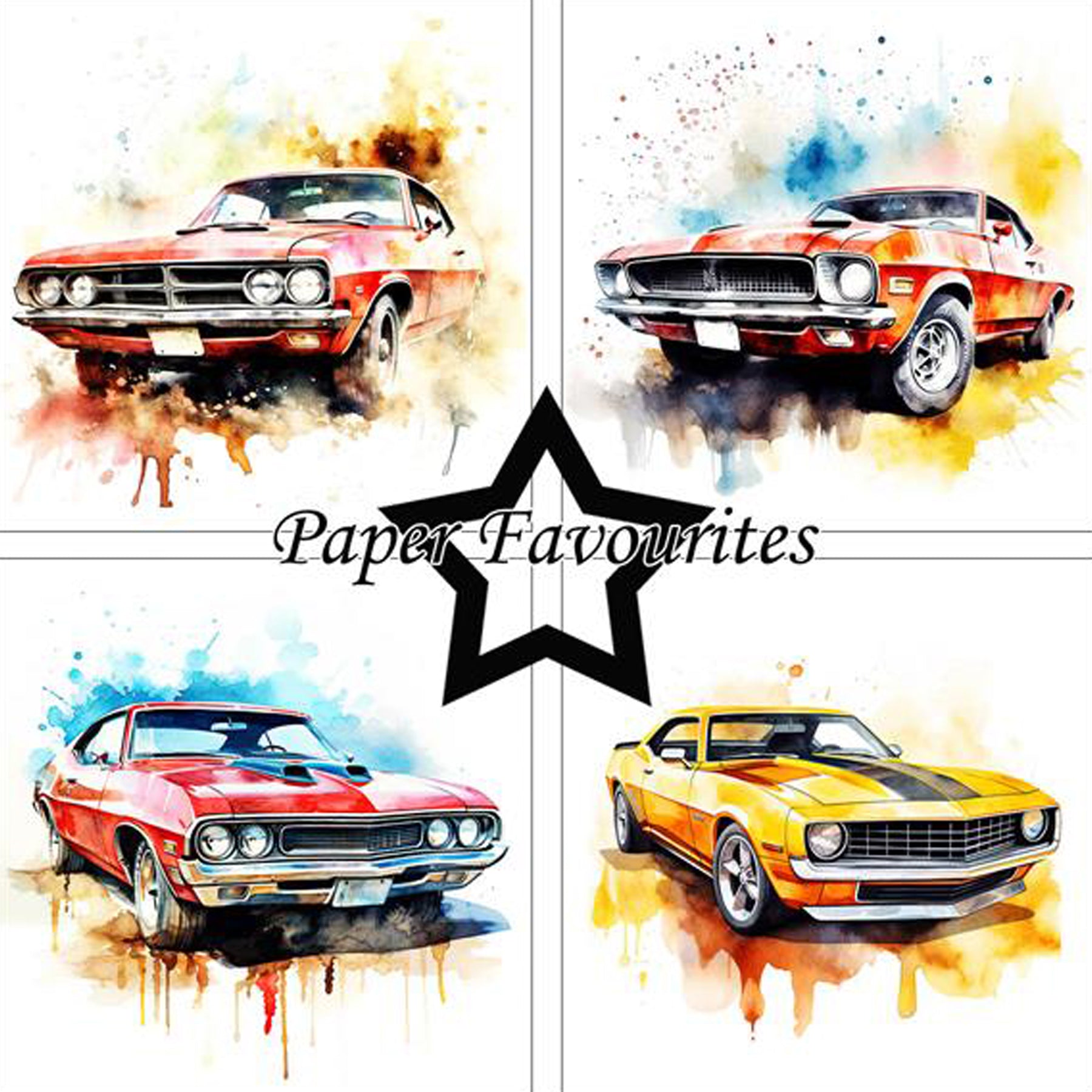 Crealive Paper Pad 200 g/m2 - 12’’ x 12’’ – Muscle Cars

Inhalt:
•	8 Blatt
•	8 Designs
 
Spezifikationen:
•	12’’ x 12’’ (30.5 cm x 30.5 cm)
•	200 g/m2
•	einseitig bedruckt
•	säure- und ligninfrei
 
Dieses Paper Pad ist geeignet für:
•	Karten
•	Boxen
•	3D-Projekte
•	Geschenkboxen & Verpackungen
•	Plotten
•	Scrapbooking
•	Basteln mit Kindern
