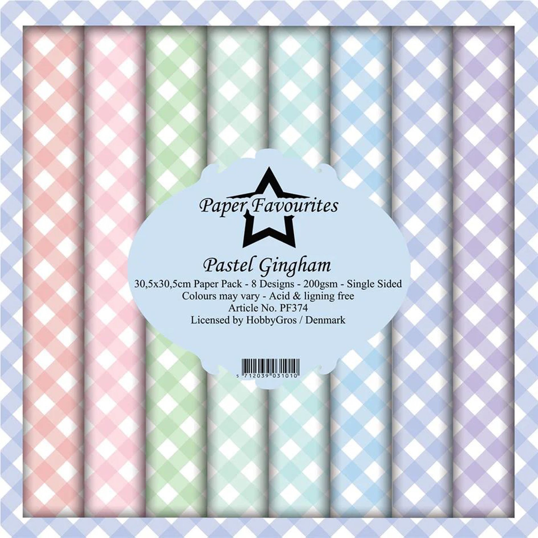 Crealive Paper Pad 200 g/m2 - 12’’ x 12’’ - Pastel Gingham
Inhalt:
•	8 Blatt
•	8 Designs
 
Spezifikationen:
•	12’’ x 12’’ (30.5 cm x 30.5 cm)
•	200 g/m2
•	einseitig bedruckt
•	säure- und ligninfrei
 
Dieses Paper Pad ist geeignet für:
•	Karten
•	Boxen
•	3D-Projekte
•	Geschenkboxen & Verpackungen
•	Plotten
•	Scrapbooking
•	Basteln mit Kindern
