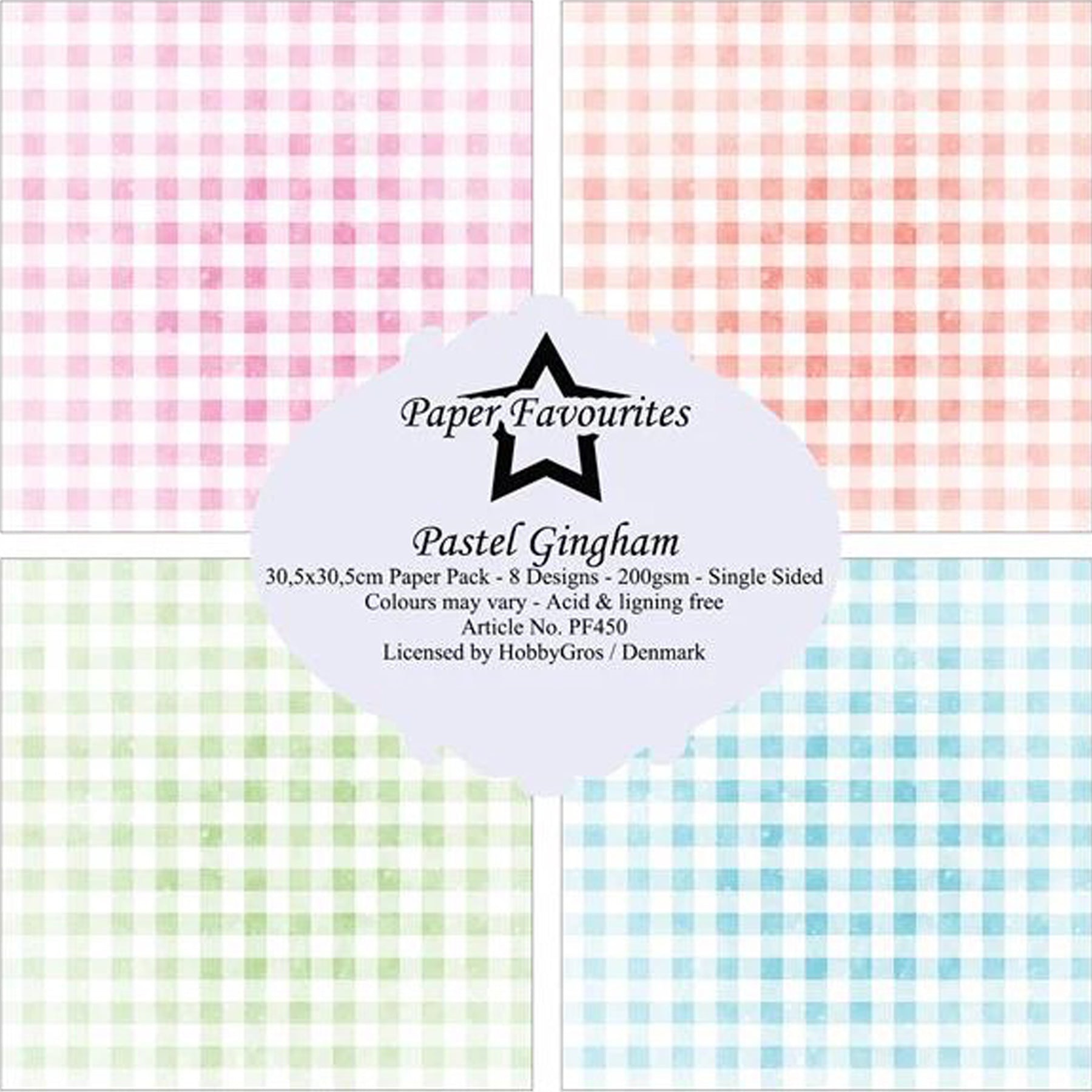 Crealive Paper Pad 200 g/m2 - 12’’ x 12’’ - Pastel Gingham

Inhalt:
•	8 Blatt
•	8 Designs
 
Spezifikationen:
•	12’’ x 12’’ (30.5 cm x 30.5 cm)
•	200 g/m2
•	einseitig bedruckt
•	säure- und ligninfrei
 
Dieses Paper Pad ist geeignet für:
•	Karten
•	Boxen
•	3D-Projekte
•	Geschenkboxen & Verpackungen
•	Plotten
•	Scrapbooking
•	Basteln mit Kindern
