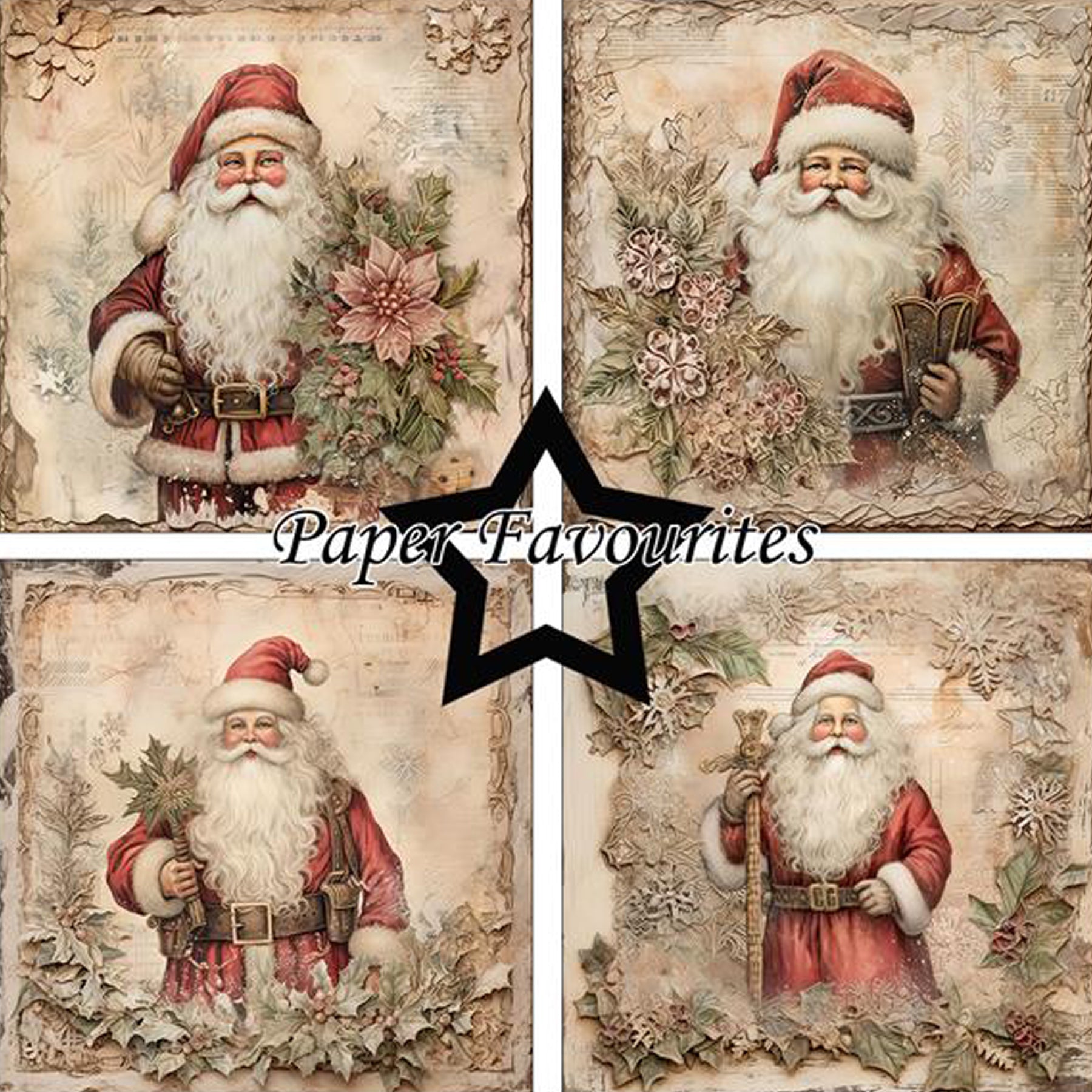 Crealive Paper Pad 200 g/m2 - 12’’ x 12’’ - Santa Claus
Inhalt:
•	8 Blatt
•	8 Designs
 
Spezifikationen:
•	12’’ x 12’’ (30.5 cm x 30.5 cm)
•	200 g/m2
•	einseitig bedruckt
•	säure- und ligninfrei
 
Dieses Paper Pad ist geeignet für:
•	Karten
•	Boxen
•	3D-Projekte
•	Geschenkboxen & Verpackungen
•	Plotten
•	Scrapbooking
•	Basteln mit Kindern
