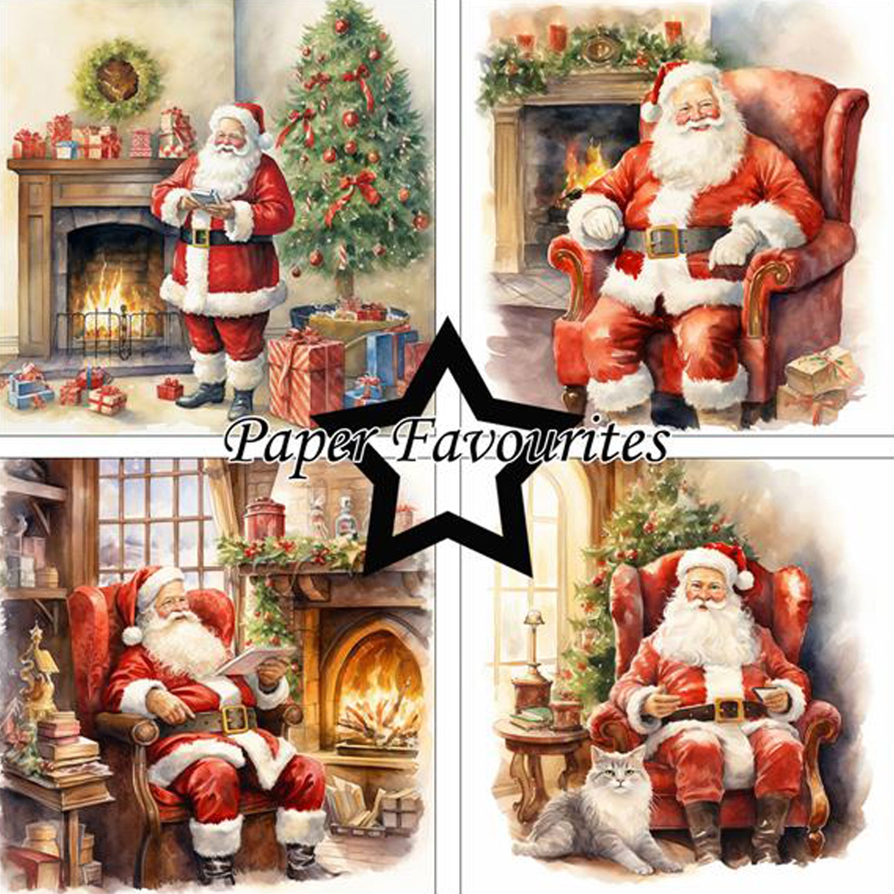 Crealive Paper Pad 200 g/m2 - 12’’ x 12’’ – Santa
Inhalt:
•	8 Blatt
•	8 Designs
 
Spezifikationen:
•	12’’ x 12’’ (30.5 cm x 30.5 cm)
•	200 g/m2
•	einseitig bedruckt
•	säure- und ligninfrei
 
Dieses Paper Pad ist geeignet für:
•	Karten
•	Boxen
•	3D-Projekte
•	Geschenkboxen & Verpackungen
•	Plotten
•	Scrapbooking
•	Basteln mit Kindern
