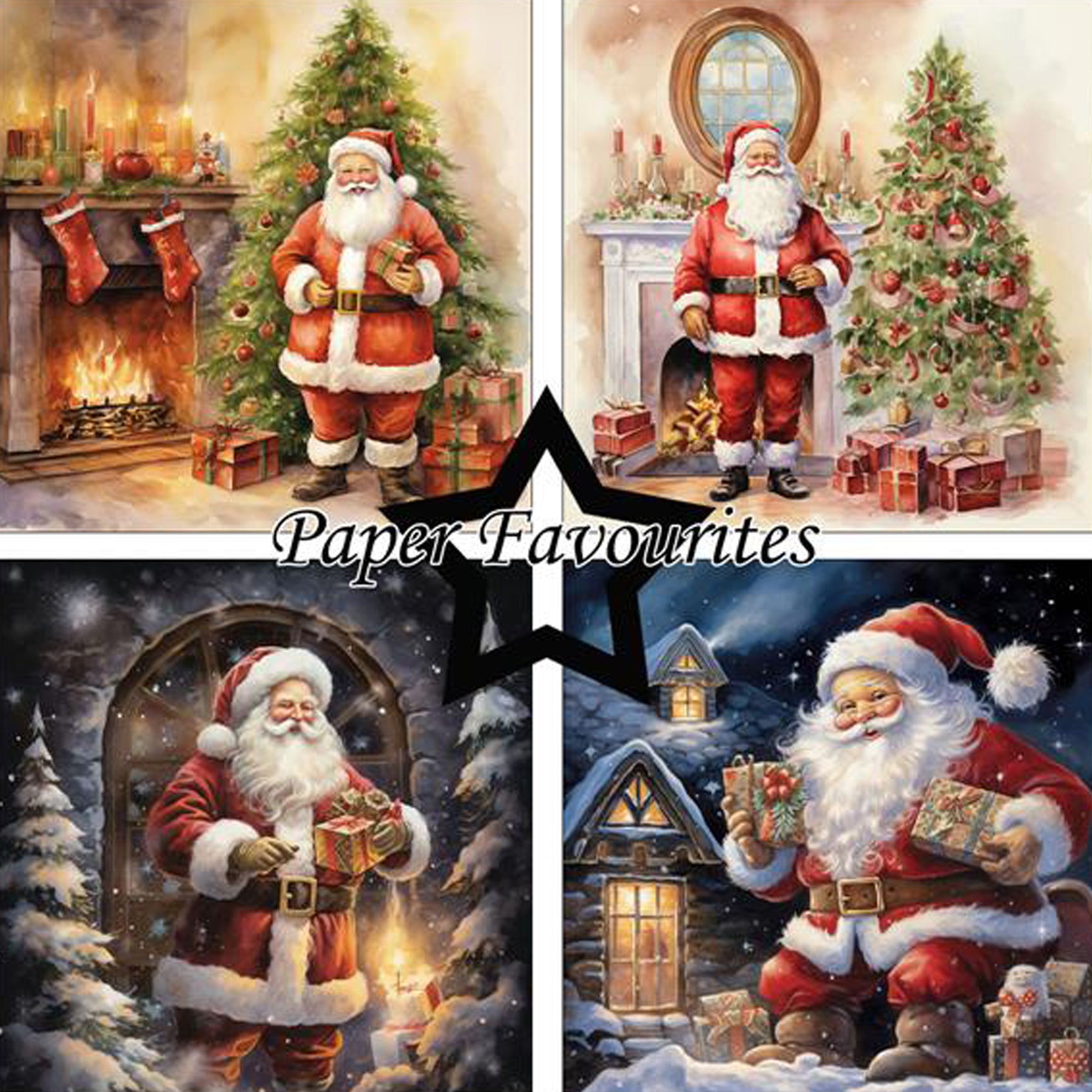 Crealive Paper Pad 200 g/m2 - 12’’ x 12’’ – Santa
Inhalt:
•	8 Blatt
•	8 Designs
 
Spezifikationen:
•	12’’ x 12’’ (30.5 cm x 30.5 cm)
•	200 g/m2
•	einseitig bedruckt
•	säure- und ligninfrei
 
Dieses Paper Pad ist geeignet für:
•	Karten
•	Boxen
•	3D-Projekte
•	Geschenkboxen & Verpackungen
•	Plotten
•	Scrapbooking
•	Basteln mit Kindern
