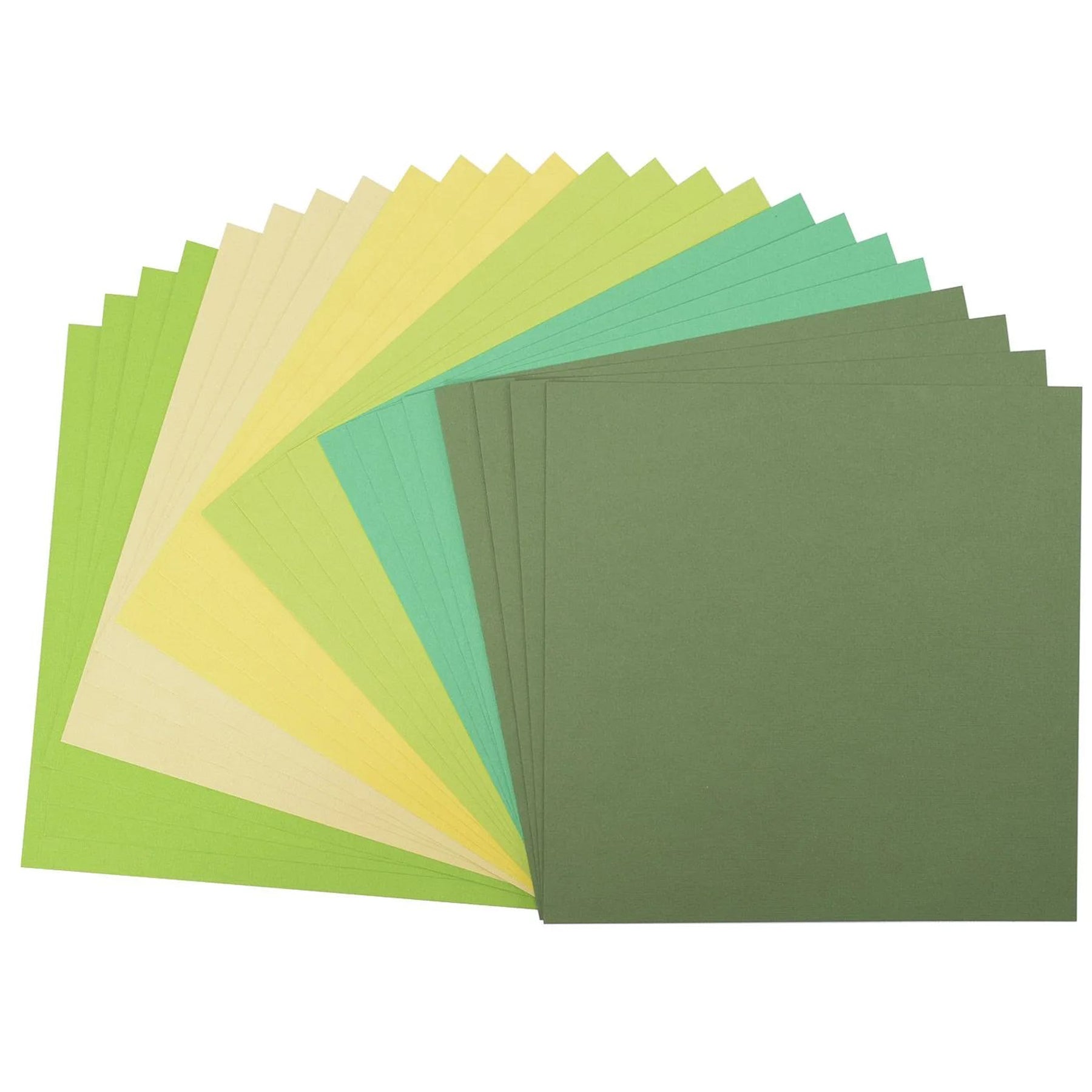 Crealive Cardstock Basic Multipack 216 g/m2 - 12’’ x 12’’ - Grün Strukturiert (24 Cardstock)

Spezifikationen:
•	12’’ x 12’’ (30.5 cm x 30.5 cm)
•	216 g/m2
•	beidseitig farbig (voll durchgefärbt)
•	beschreibbar
•	säurefrei
•	strukturierte Oberfläche
 
Inhalt:
•	4 x Cardstock Pine
•	4 x Cardstock Holly
•	4 x Cardstock Lime
•	4 x Cardstock Pistachio
•	4 x Cardstock Anise
•	4 x Cardstock Frog
 
Dieses Cardstock / Bastelpapier ist geeignet für:
•	Karten
•	Karten-Verzierungen
•	Plotten
•	Stanzen
•	Prägen
•	Gesch