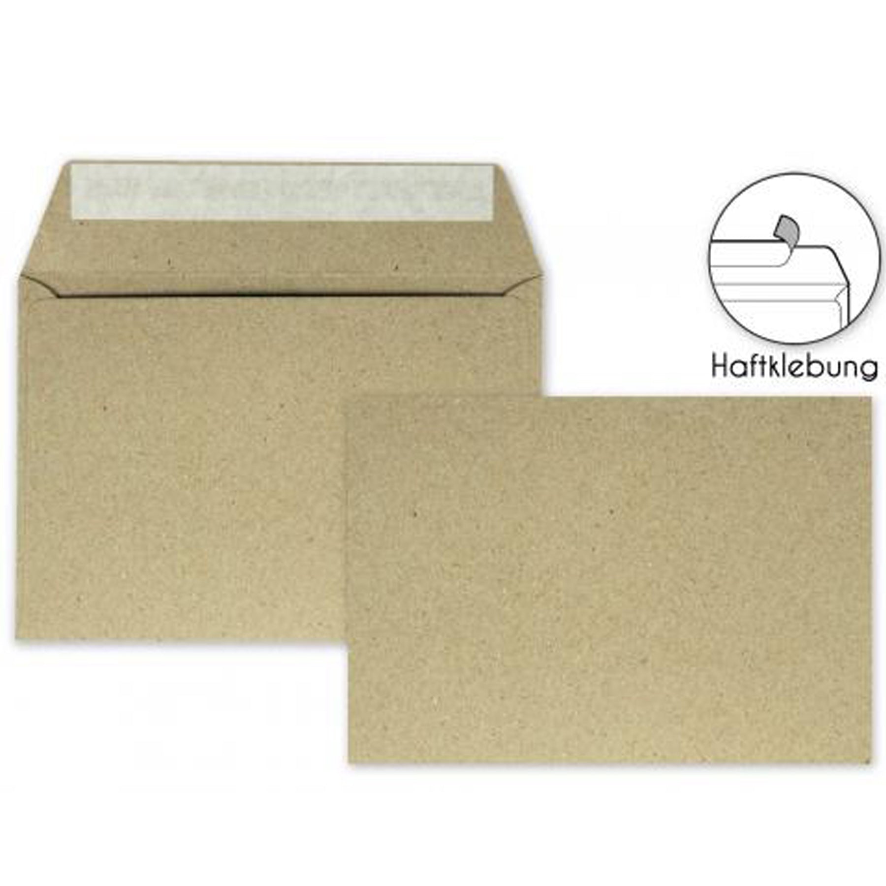 Crealive Kuvert / Briefumschlag 100 g/m2 - DIN C6 - Haftklebung - kraft grau  Spezifikationen:  Format: DIN C6 Grösse: 114 x 162 mm 100 g/m2 ohne Fenster Haftklebung mit Abziehstreifen beidseitig farbig (voll durchgefärbt) bedruckbar mit Ink- und Laserdrucker beschreibbar raue Oberfläche (kraft) starke Farbgebung FSC Mix Credit zertifiziertes Papier säure- und ligninfrei