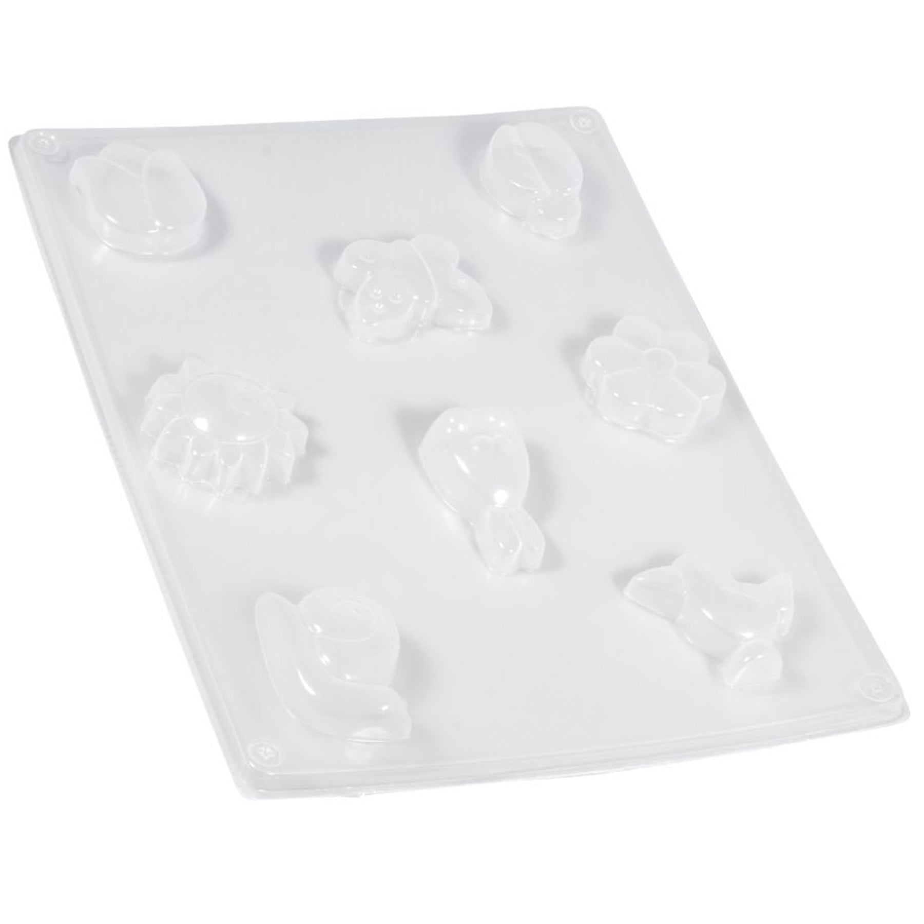 Crealive Giessform - Frühlingsmotive     Inhalt:  1 Giessform mit 8 Frühlingsmotiven    Spezifikationen:  Material: LDPE Motivgrössen: 3 - 5 cm Grösse: 23.2 x 18.3 cm lebensmittelecht besonders elastisch frost- und hitzebeständig mehrfach verwendbar kann auch für Kreativ-Beton, Kreativ-Seife oder Schokolade verwendet werden hitzebeständig bis ca. 60° C