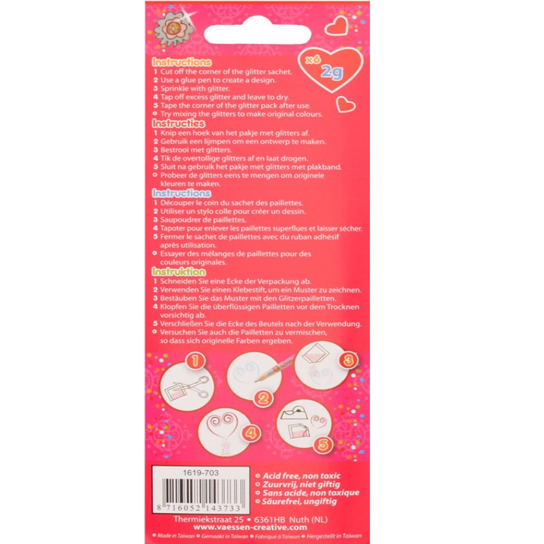 Crealive Ultrafeines Glitzer Pulver zum Dekorieren und Verzieren von Karten, Scrapbooking Seiten oder in den Schüttelkarten Pouches.     Inhalt:  6 Säckchen ultrafeines Glitzer Pulver  6 verschiedene Farben: Rosa - Weinrot    Glitzer Puder sind geeignet für:  Karten Karten-Verzierungen Schüttelkarten Plotten Scrapbooking Mixed Media