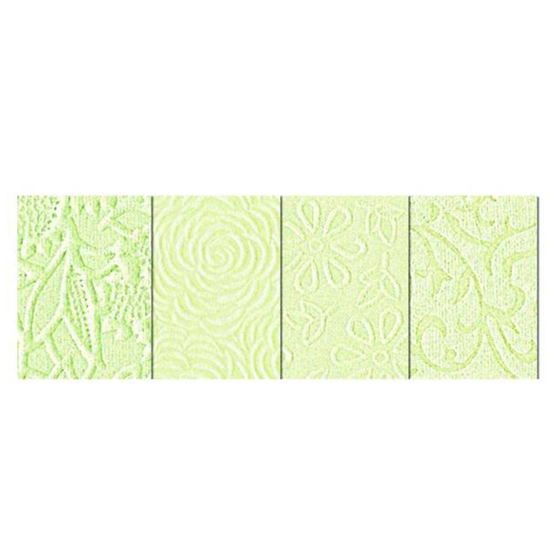 Crealive Strukturpapier handgeschöpft 200 g/m2 - 23 x 33 cm - Noblesse Mint  Inhalt:  8 Bogen 4 Designs    Spezifikationen:  23 x 33 cm 200 g/m2 durchgefärbt handgeschöpftes Naturpapier geprägtes Papier Metallic-Effekt   Dieses Strukturpapier ist geeignet für:  Karten Karten-Verzierungen Kuverts Geschenkboxen & Verpackungen Plotten Scrapbooking