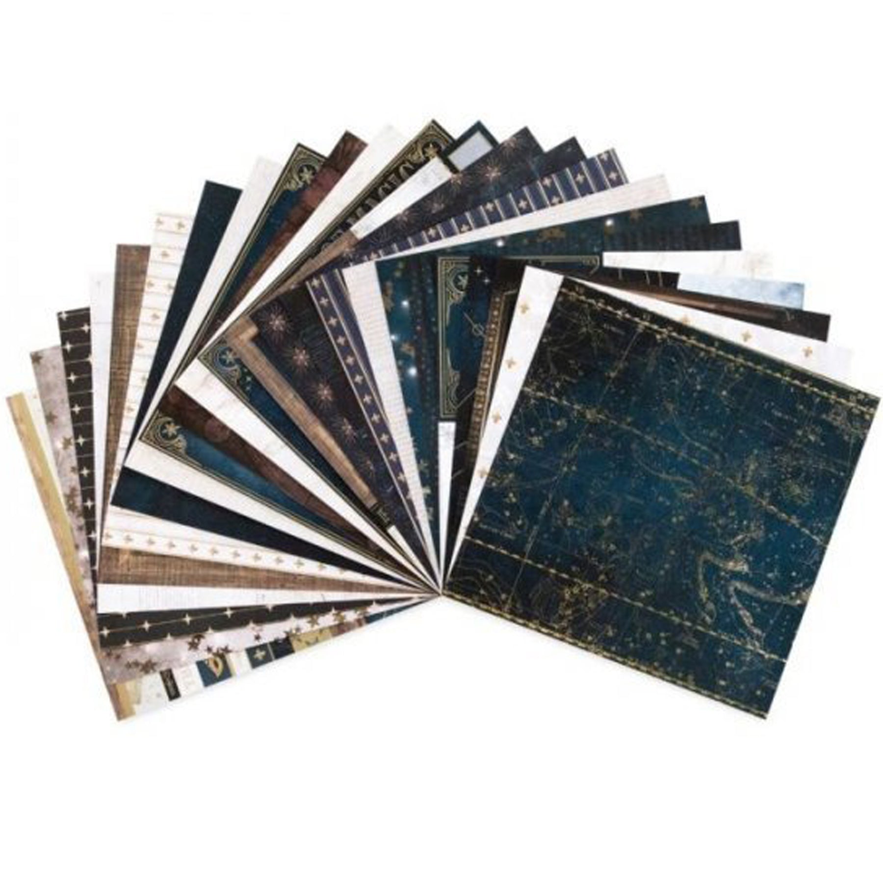 Crealive Paper Pad 180 g/m2 - 12’’ x 12’’ - Theater of Stars    Inhalt:  48 Bogen 24 Designs teils mit Gold folierten Akzenten einseitig bedruckt    Spezifikationen:  12’’ x 12’’ (30.5 cm x 30.5 cm) ca. 180 g/m2 einseitig bedruckt lässt sich gut schneiden   Dieses Designpapier / Motivpapier ist geeignet für:  Karten Karten-Verzierungen Plotten Stanzen Prägen Scrapbooking